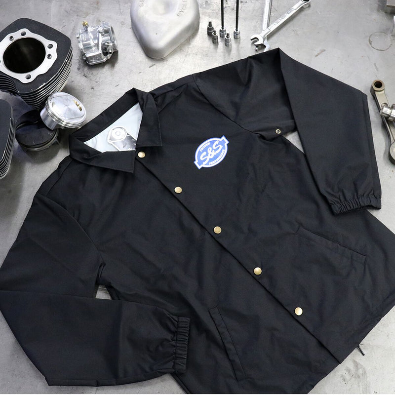 S&S Cycle S&S® Button Down Windbreaker Jacket Black Long-Sleeve 2XL Casual Textile