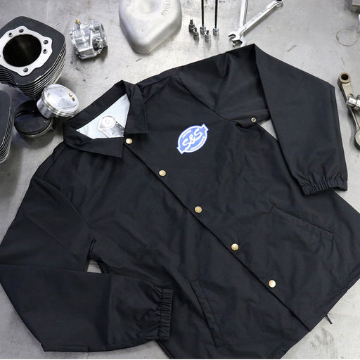 S&S Cycle S&S® Button Down Windbreaker Jacket Black Long-Sleeve 2XL Casual Textile