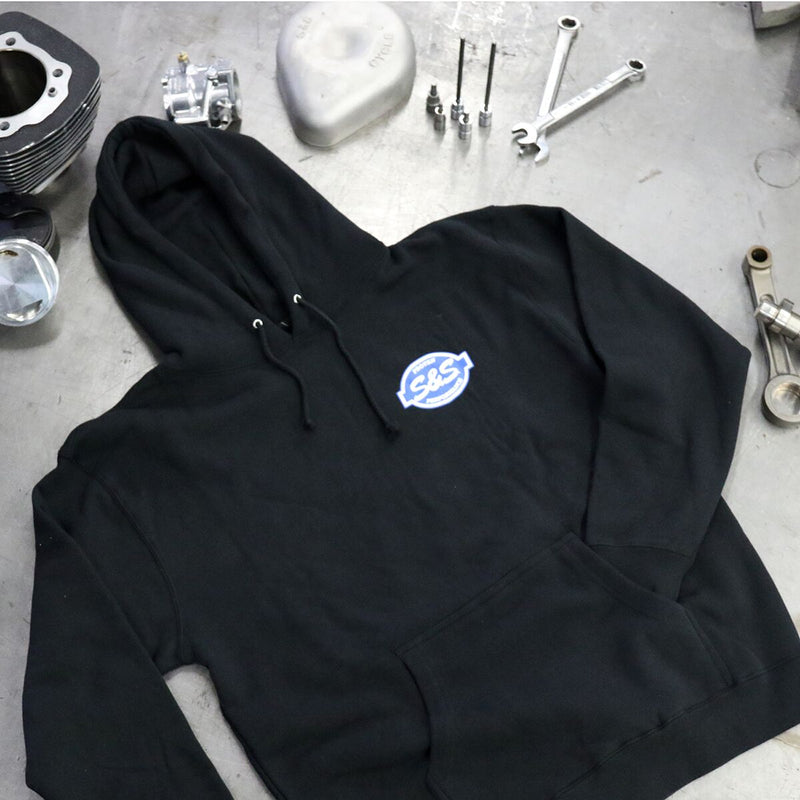 S&S Cycle S&S® Hoody Classic Hoodie Black Hooded Long-Sleeve Casual Cotton #510-0544