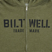 Biltwell Stencil Zip Hoodie Green Zip-Front Casual Cotton Fleece Each