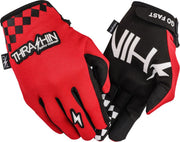 Thrashin Supply Co. Go Fast Stealth Gloves Red Short Cuff Textile Pair