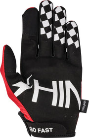 Thrashin Supply Co. Go Fast Stealth Gloves Red Short Cuff Textile Pair #SV1-18-08