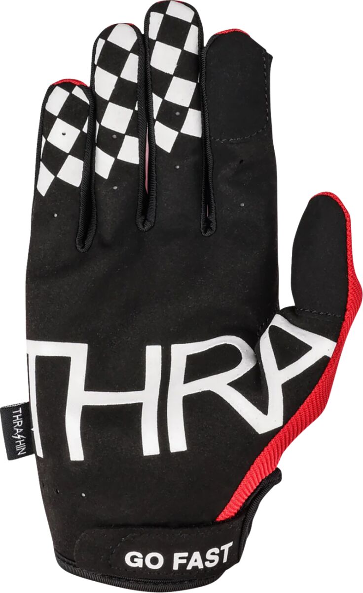Thrashin Supply Co. Go Fast Stealth Gloves Red Short Cuff Textile Pair #SV1-18-08