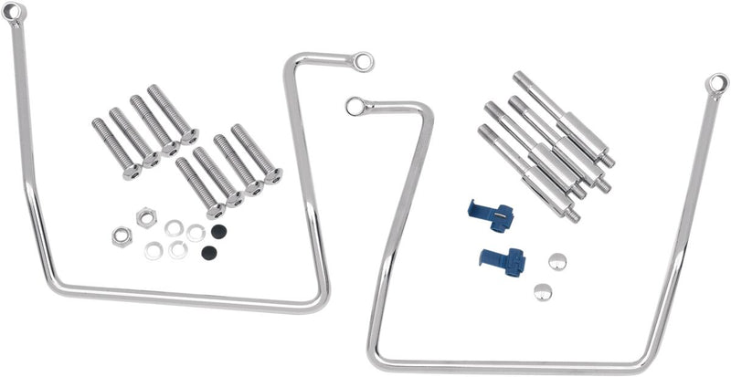 Drag Specialties Chrome Saddlebag Support Brackets - Steel, Kit for Harley-Davidson Dyna 1991-2017