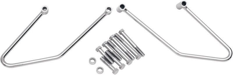 Drag Specialties Chrome Saddlebag Support Brackets - Steel, Kit for Harley-Davidson Softail 2006-2013