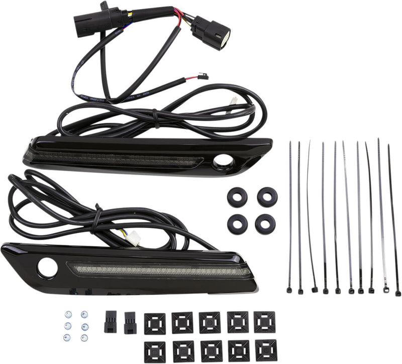 Ciro LED Saddlebag Hinge Covers - Aluminum, Pair - Black / Gloss / Gray / Smoke for Harley-Davidson Touring 2014-2024