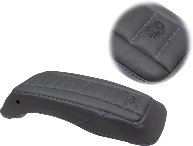 Mustang Saddlebag Lid Covers - Diamond-Stitched, Vinyl, Pair - Black / Blue for Harley-Davidson Touring & Trike 2009-2025