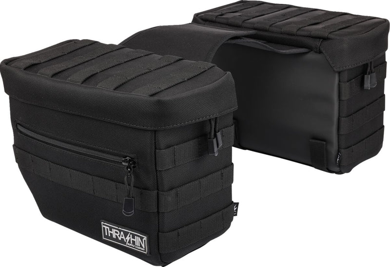 Thrashin' Supply Co. Essential Saddlebags - 1680D Ballistic Nylon, Pair - Black for Harley-Davidson Softail, Dyna & FXR 1982-2024