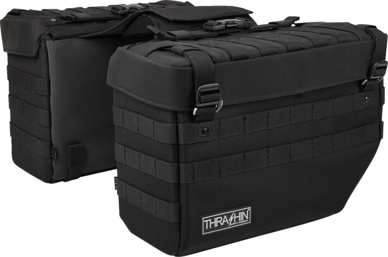 Thrashin' Supply Co. Expedition Saddlebag - 1680D Ballistic Nylon, 35,5 cm (14"), 15 cm (6") - Black for Harley-Davidson Softail, Dyna & FXR 1982-2024