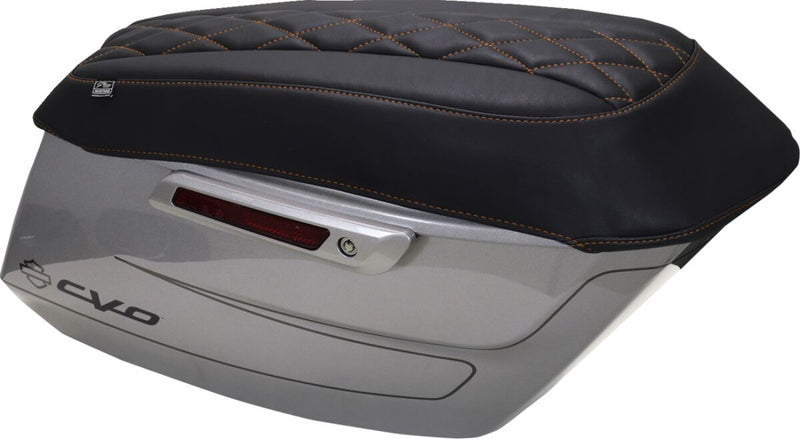 Mustang Deluxe Diamond Saddlebag Lid Covers for 2023-2026 Harley-Davidson Black Orange #88470MO