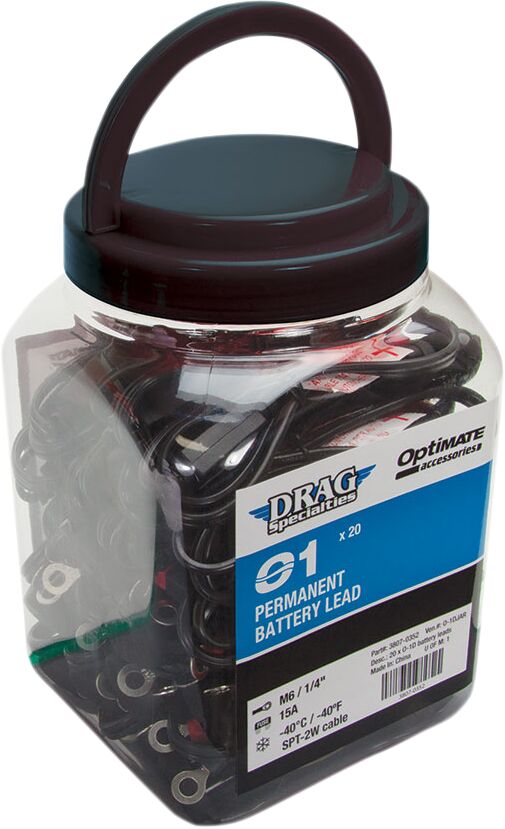 TecMate Optimate™ Permanent Battery Lead O-01 - 20 Pack - Black