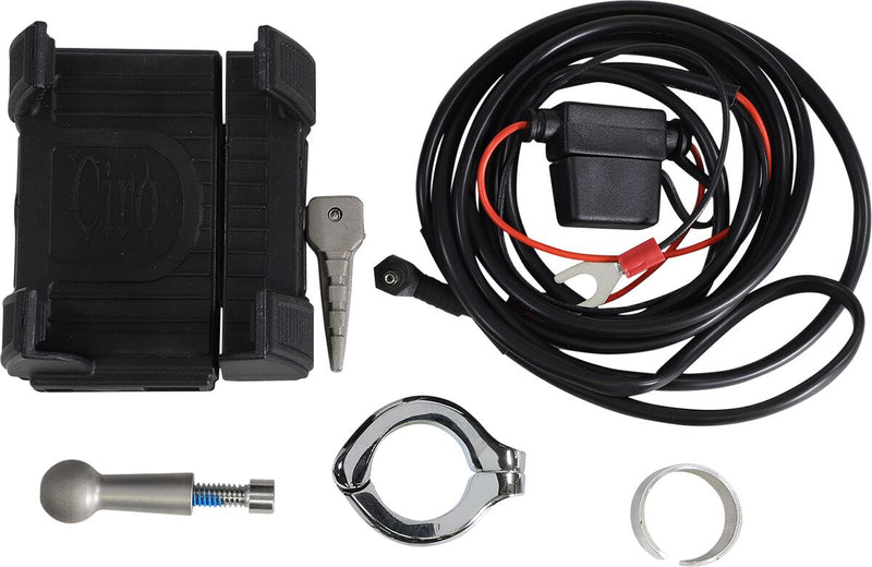Ciro Smartphone/gps Holder with Charger - Each - Black / Chrome
