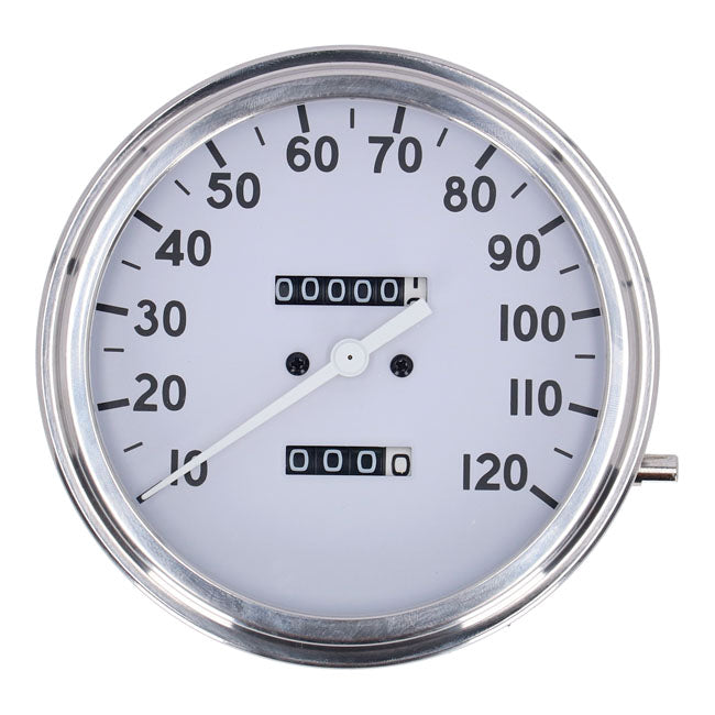 MCS FL Speedometer, ''36-40 Face'', White. 2:1 Mph