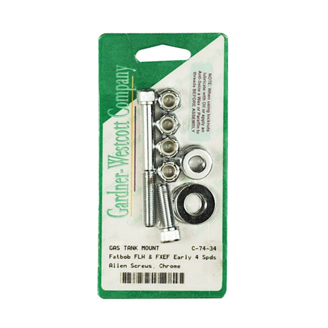 Gardner-Westcott Gas Tank Mount Kit. Allen Head. Chrome – 1937–1984 4-Speed FL; FX with Fat Bob…