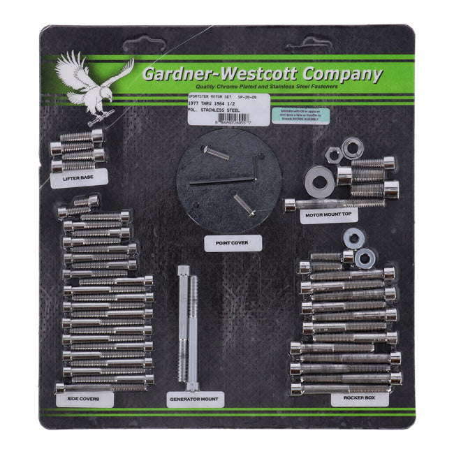 Gardner-Westcott Motor Screw Set, Polished Ss Allen – 77-E84 XL Sportster