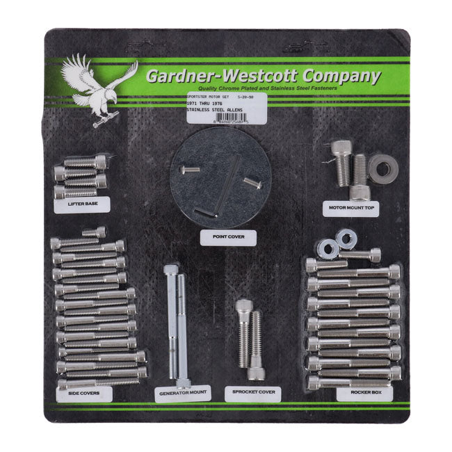 Gardner-Westcott Motor Screw Set, Ss Allen – 1971–1976 XL Sportster