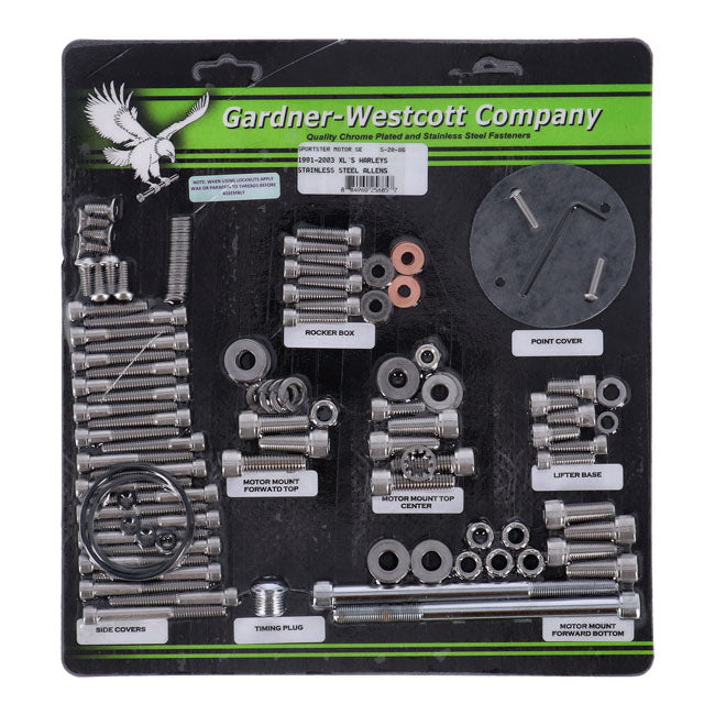 Gardner-Westcott Motor Screw Set, Ss Allen – 1991–2003 XL Sportster