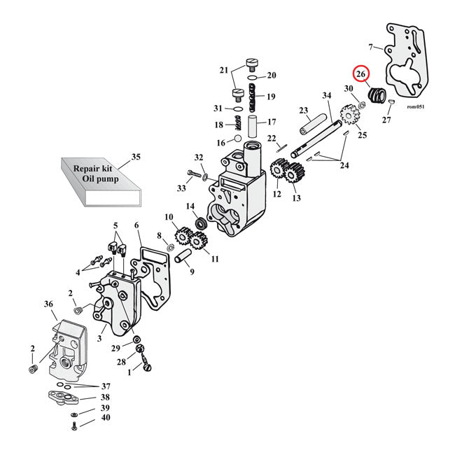 MCS Drive Gear, Oil Pump. 5 Teeth – 1954–1972 Big Twin (on Pinion Shaft)