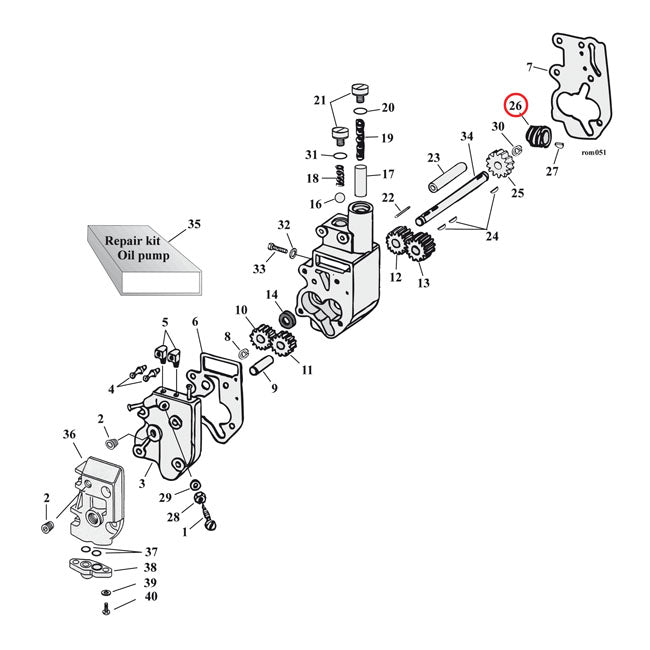 Jims Oil Pump. 6 Tooth – 1973–1989 Big Twin