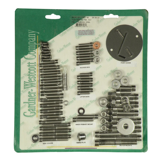 Gardner-Westcott Motor Screw Set, Polished Ss Allen – 1991–1994 FXR; 1991–1998 FLT/Touring