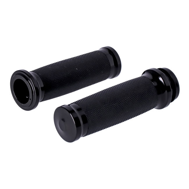 MCS Handlebar Grip Set, Caliber. Black – 2008–2025 H-D with E-throttle