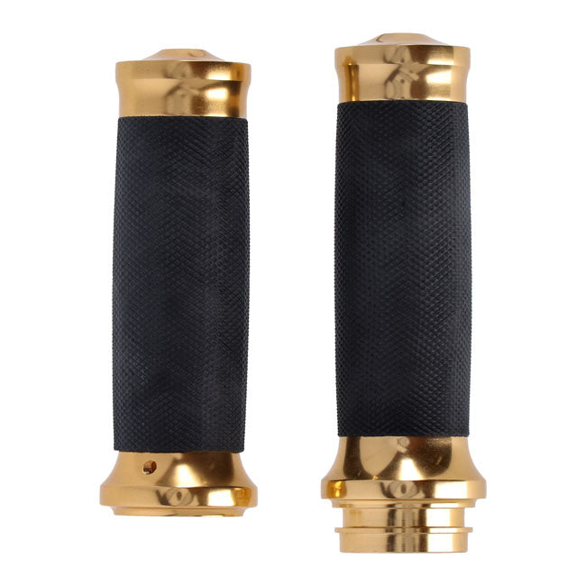MCS Handlebar Grip Set, Caliber. Gold – 2008–2025 H-D with E-throttle