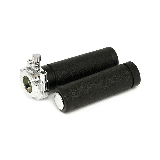 MCS OEM Style Throttle Assembly with Grips, Dual Cable. Chrome – OEM 56220-81b – 1981–1995 Big Twin; XL Sportster