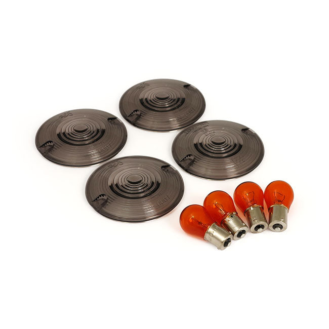 MCS Turn Signal Flat Lens Kit. Smoke – 1986–2023 H-D with Screw Mounted 3-1/4"…