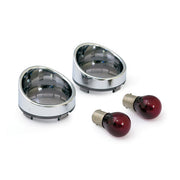 MCS Turn Signal Lens Set with Visor. Light Smoke Lens, Red Bulb – 2000–2023 H-D with Bullet Turn Signals…