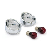 MCS Turn Signal Lens Set with Visor. Clear Lens, Red Bulb – 2000–2023 H-D with Bullet Turn Signals…