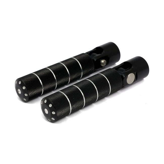 MCS Bomber, Foot Peg Set. Knurled. Black Cm – Universal with 3/8-16 Mount Bolt