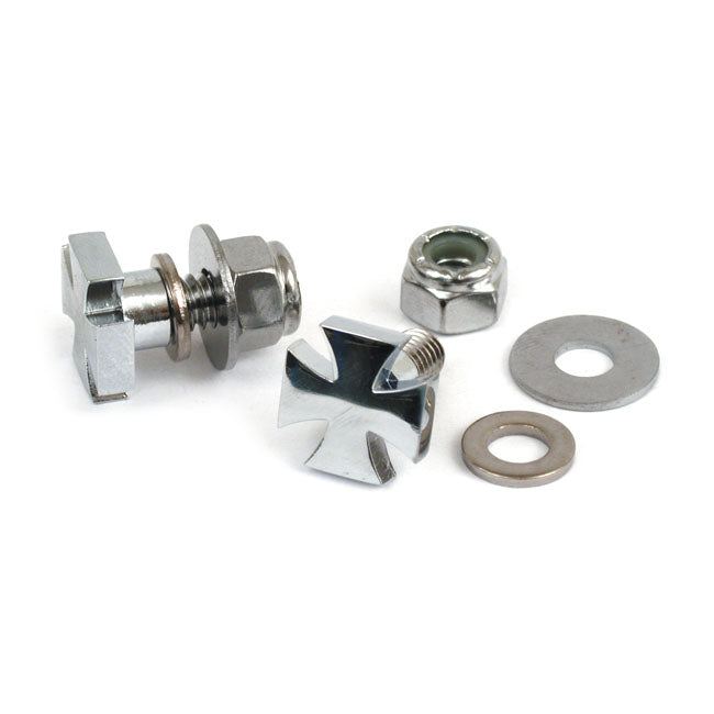 MCS Maltese Cross, Licence Plate Mount Kit. Chrome