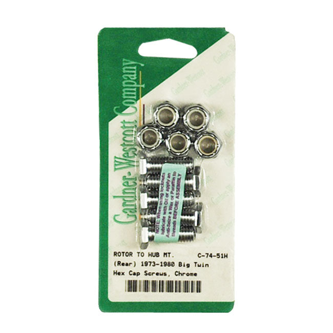Gardner-Westcott Front/Rear Brake Rotor Bolt Kit, Hex – 1973–1984 FL Front; 1973–1980 FL; FX…