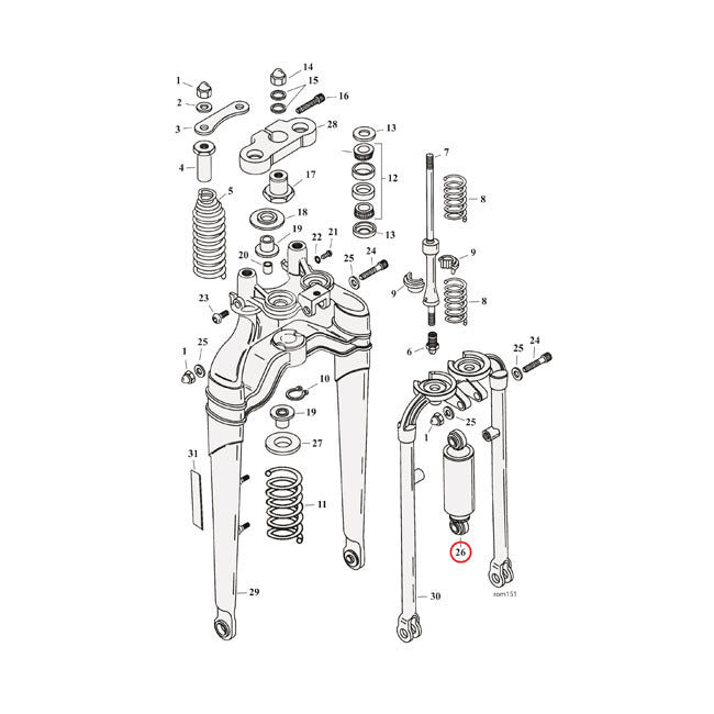 MCS Softail Springer Shock Absorber, Front. Chrome – Softail: 1988–2006 FXSTS/B Springer…