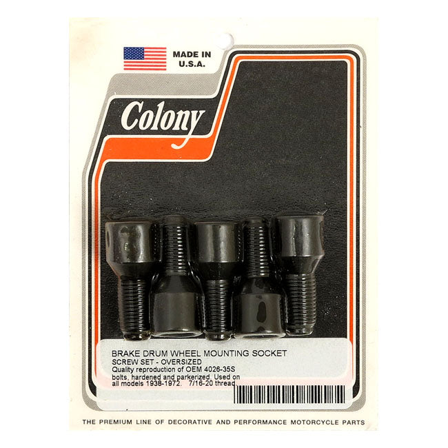 Colony Mount Bolt Set for Brake Drum. Oversized Threads – 1936–1972 Big Twin