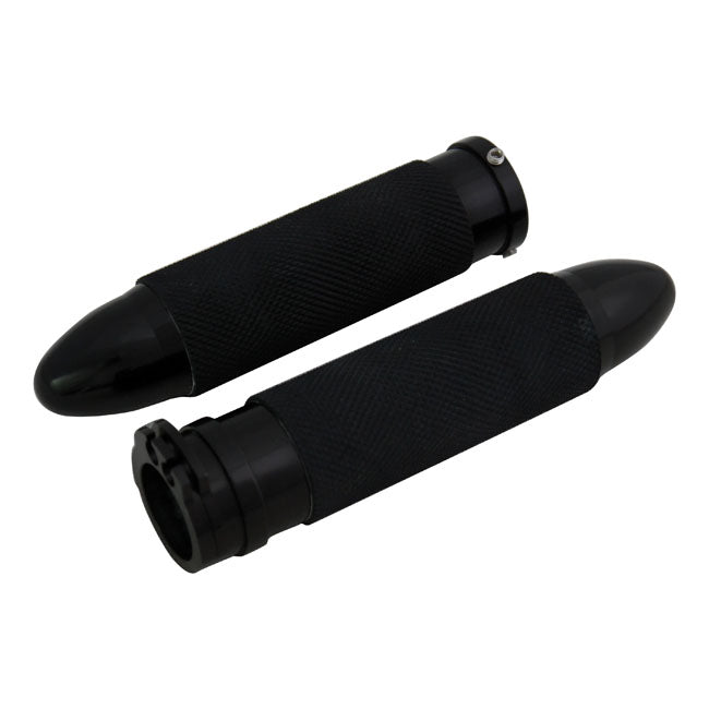 MCS Handlebar Grip Set, Bullet. Black – 1996–2022 H-D with Dual Throttle Cables