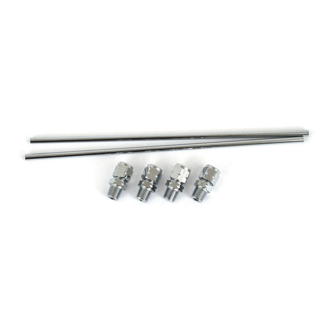 MCS Sportster Rocker Box Oil Line Kit. Chrome – 1957–1985 XL Sportster