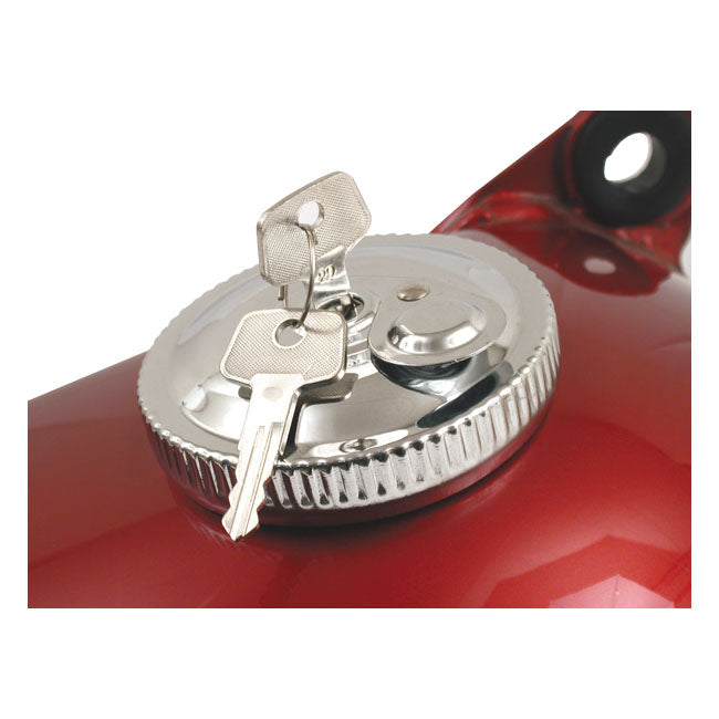 MCS Gas Cap with Lock. Vented. Chrome – 1983–1995 H-D
