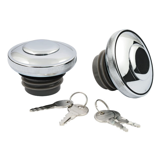 MCS Gas Cap Set with Lock, Chrome – 1996–1999 H-D