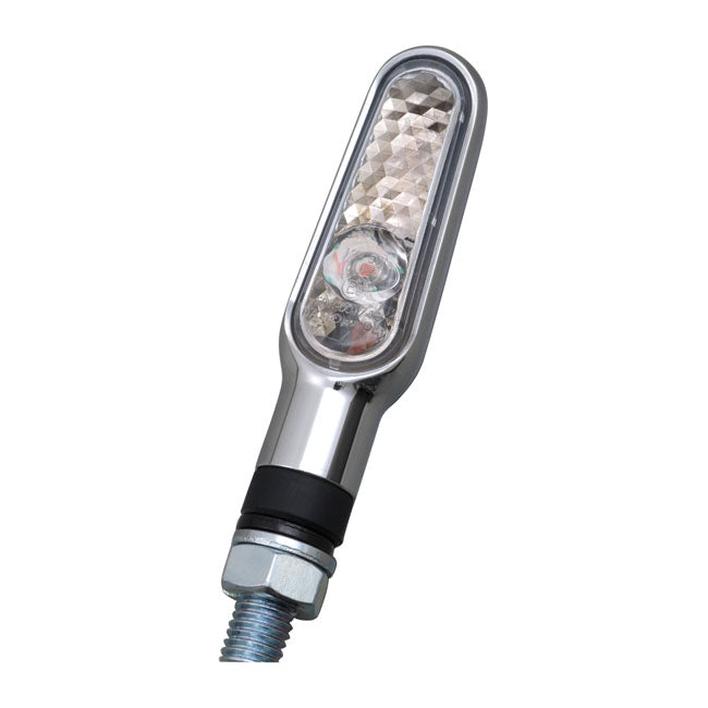 Daytona D-Light Mini LED Turn Signal Set. Chrome, Clear Lens