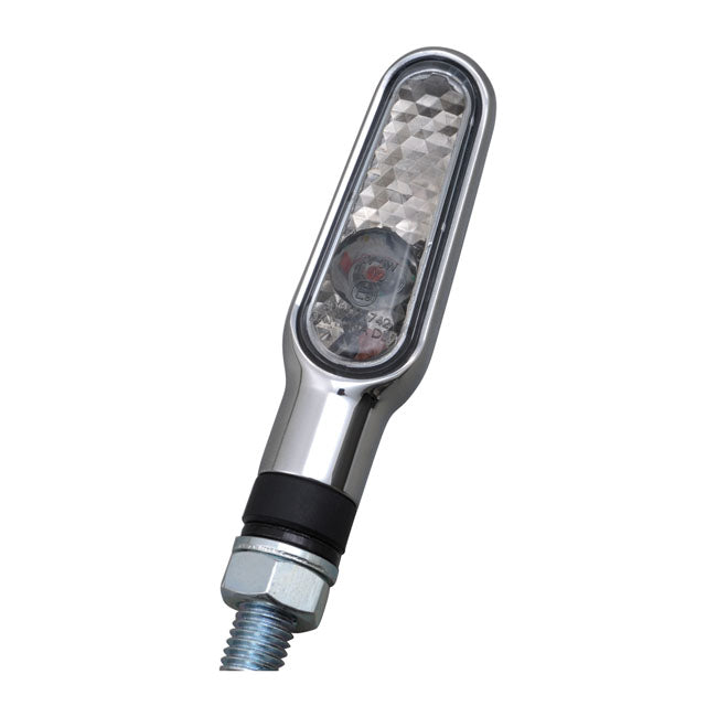 Daytona D-Light Mini LED Turn Signal Set. Chrome, Smoke Lens