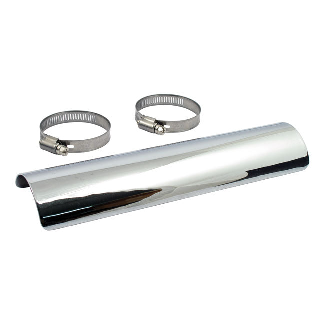 MCS Universal Smooth Heat Shield 10" Long Chrome – 2-1/4" Exhaust Pipes