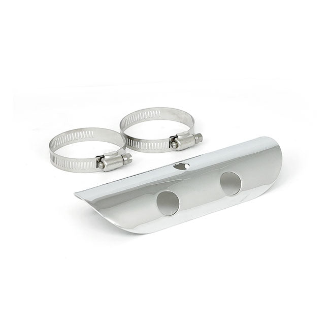 MCS Universal Bullet Hole Heat Shield 7" Long Chrome – 2-1/4" Exhaust Pipes