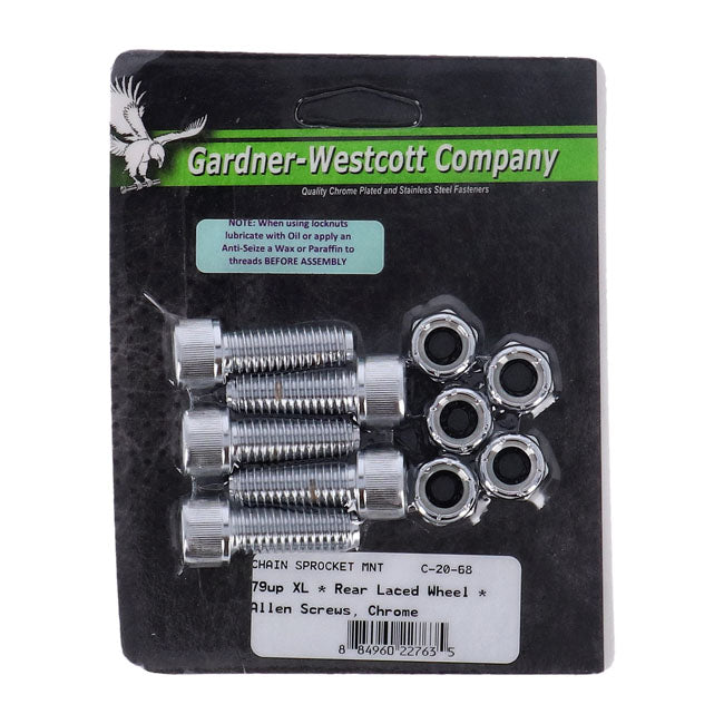 Gardner-Westcott Rear Sprocket Mount Kit, Allen Chr – 1979–1999 XL Sportster (Laced Wheel)