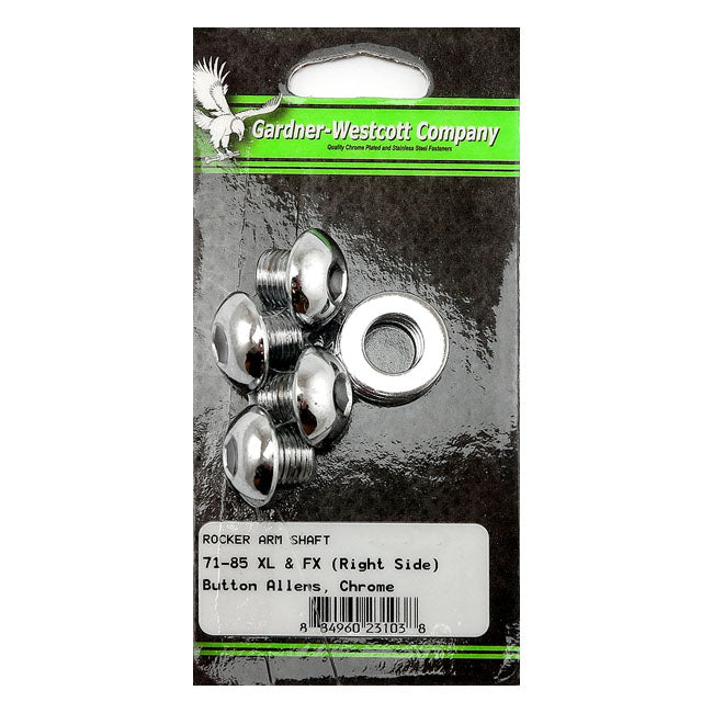 Gardner-Westcott Rocker Shaft End Plug Set. OEM Style. Chrome – 1971–1984 Shovelhead; 1971–1985 XL…