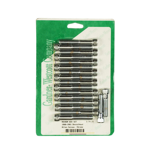 Gardner-Westcott Shovel Rocker Box Bolt Kit. Allen, Chrome – 66-E81 Shovelhead