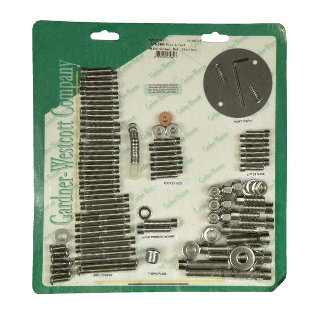 Gardner-Westcott Motor Screw Set, Polished Ss Allen – 1987–1999 Softail