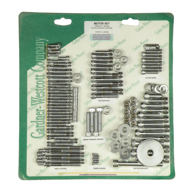 Gardner-Westcott Motor Screw Set, Chrome Allen – 1999–2006 FLT/Touring