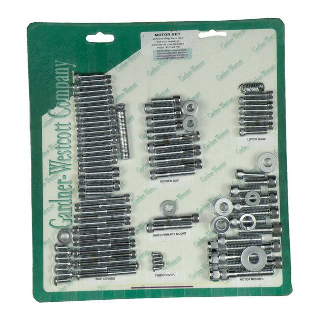 Gardner-Westcott Motor Screw Set, Chrome Allen – 2000–2006 Softail