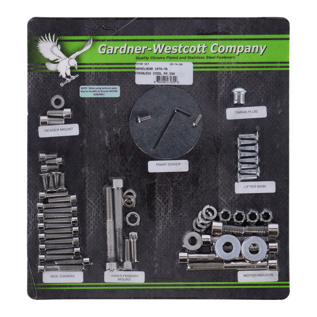 Gardner-Westcott Motor Screw Set, Polished Ss Allen – 70-E76 Big Twin